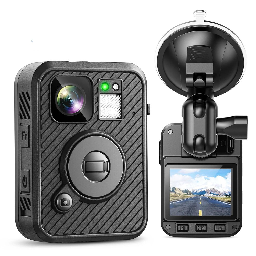 BOBLOV F2 128GB Body Camera with Dual-Screen, GPS Body Worn Camera, 2K Body Cam with Intuitive Large Button for HD Video Security Guard, Enforcement Officers, Drivers, Delivery Recording(128GB)