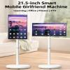 DVMFQFA 21.5 Inch Mobile Portable TV, Smart Touchscreen Monitor, 1080P Smart Portable Wireless Touch Screen TV on Wheels, Rolling Standing TV, Android OS view 2