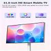 DVMFQFA 21.5 Inch Mobile Portable TV, Smart Touchscreen Monitor, 1080P Smart Portable Wireless Touch Screen TV on Wheels, Rolling Standing TV, Android OS view 3