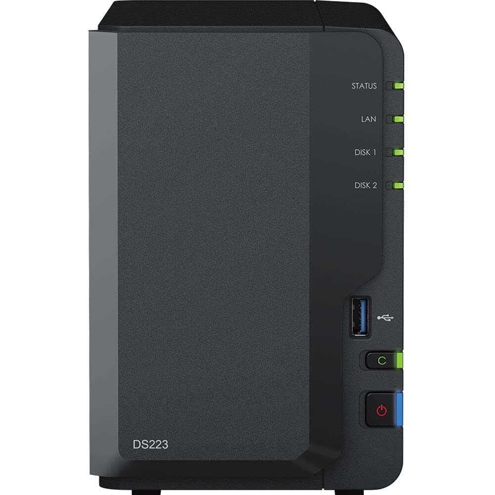 Synology DiskStation DS223 NAS Server with RTD1619B 1.7GHz CPU, 2GB Memory, 20TB HDD Storage, 1 x 1GbE LAN Port, DSM Operating System