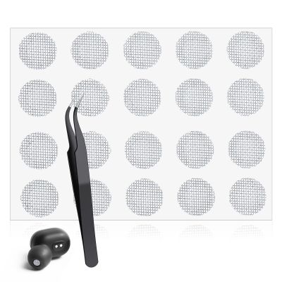 20 PCS Earbud Mesh Replacement with Tweezers, 4 Mm Stainless Steel Earbud Dust Filter Mesh Compatible with Most in-Ear Headphones