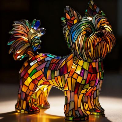 AJHQLCOME Resin Decorative LED Night Light Cat and Dog Series Art Animal Sculpture Creative Home Desktop Decoration