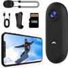 4K Action Camera, Tiny Body with Spring Clip, Hands-Free POV Recording, Helmet Cam for Cycling, Motorcycle, 64GB Card, Black view 1