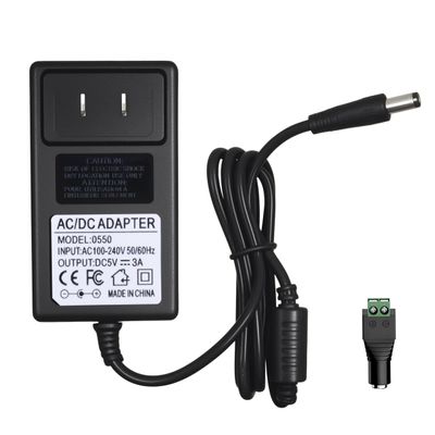 5V 3A 15W Power Supply with Screw Terminal & 5.5x2.5mm Plug, AC 100-240V to DC 5V Adapter for LED Strips, CCTV, 3D Printers, Raspberry Pi (5.5x2.1mm Compatible)