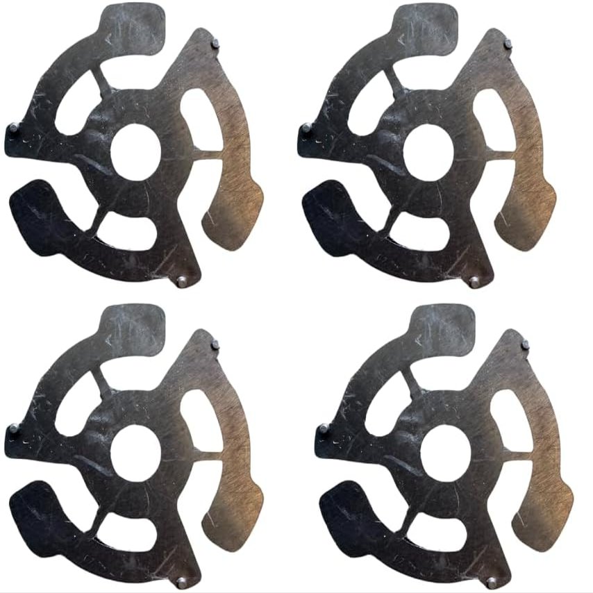 45 RPM Vinyl Record Adapters, 7 Inch Singles, Plastic Inserts 4 Pieces (Black)