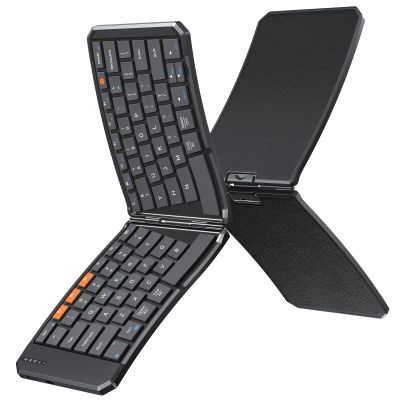 Doci Foldable Bluetooth Keyboard, Split Ergonomic Portable Keyboard for Business Travel, Ultra-Thin Folding Rechargeable Wireless Keyboards Compact for Android iOS Windows Mac Tablet PC Smartphone