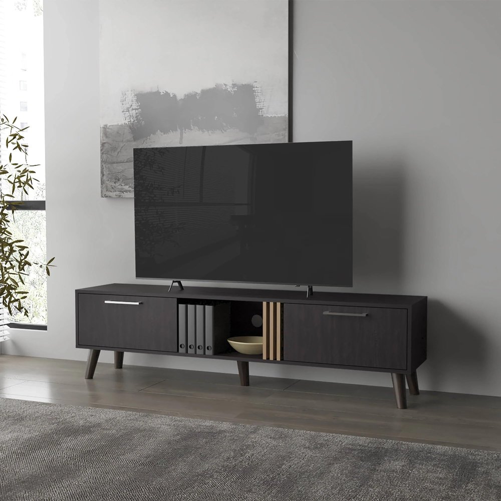 TV Stand with 2 Doors and Open Storage Modern Media Console Table,for Living Room Decor, Office,for The Living Room