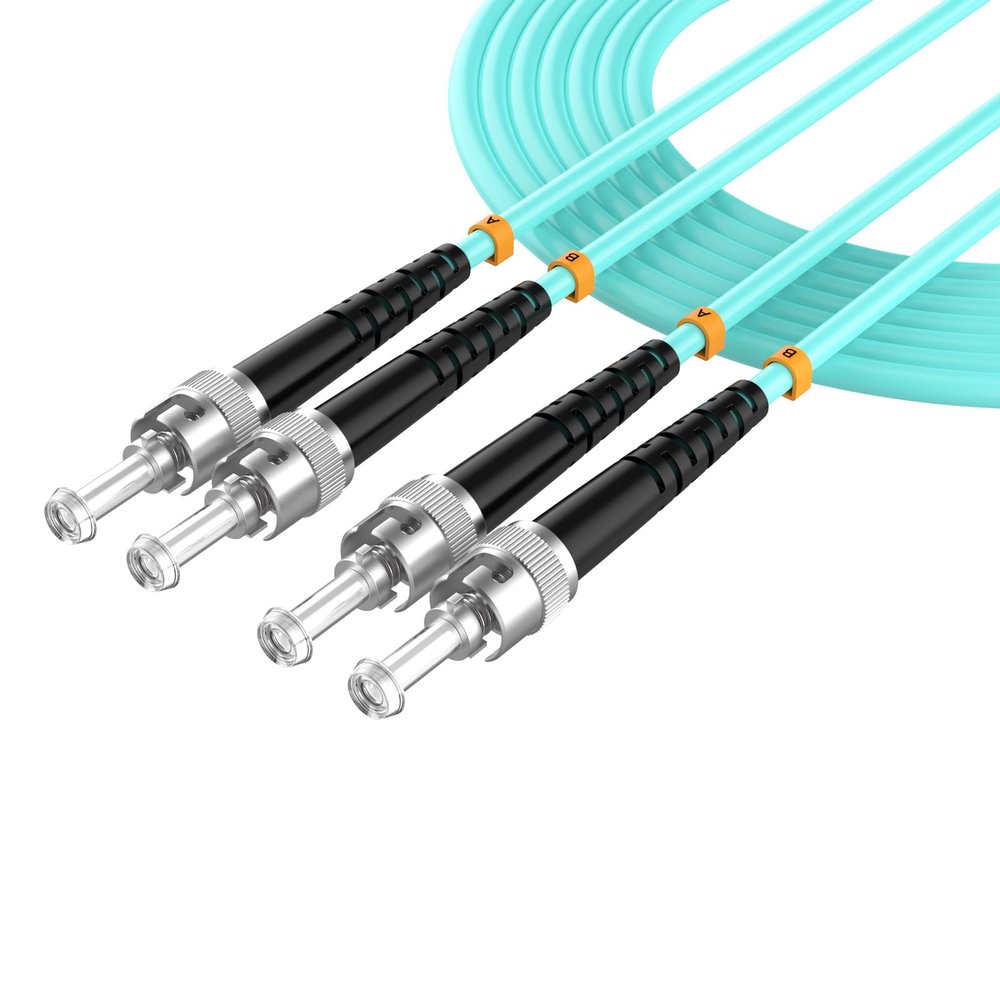 Lidkew OM3 10GB/40GB Multimode Duplex Fiber Patch Cable,30Meters 98.4ft ST to ST Fiber Optic Cable,50/125m LSZH Fiber Optic Cord for SFP+ Transceiver,Aqua Blue