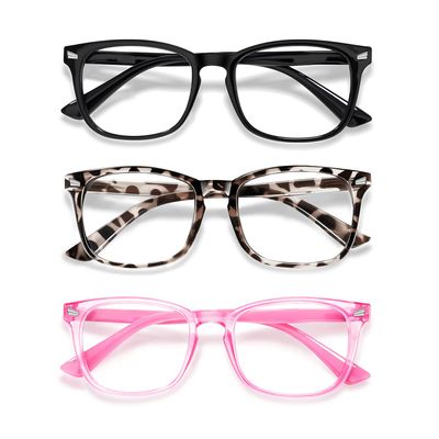 CHEERS DEVICES Blue Light Glasses for Kids Boys Girls - 3 Pack Computer Glasses with Unbreakable Frame and Anti-Glare - blue light glasses for girls (Age 6-9)