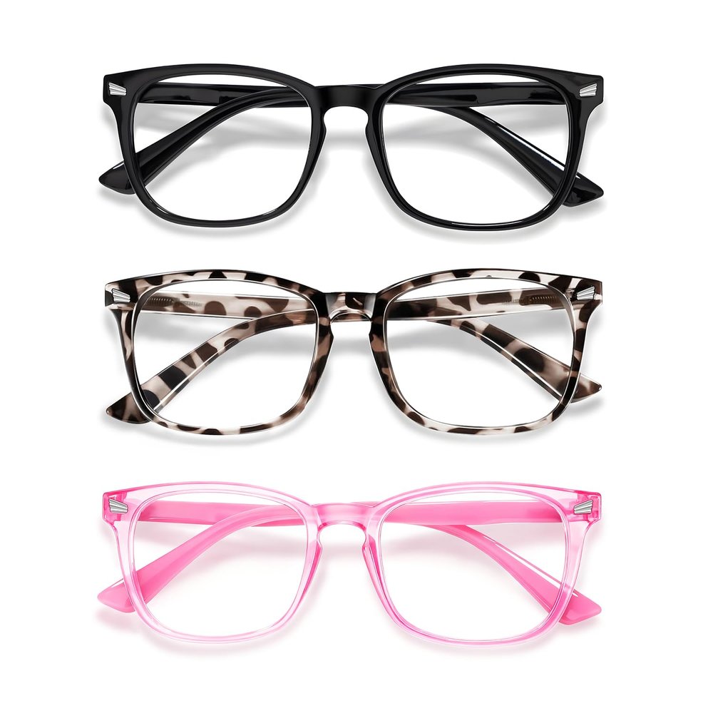 CHEERS DEVICES Blue Light Glasses for Kids Boys Girls - 3 Pack Computer Glasses with Unbreakable Frame and Anti-Glare - blue light glasses for girls (Age 6-9)