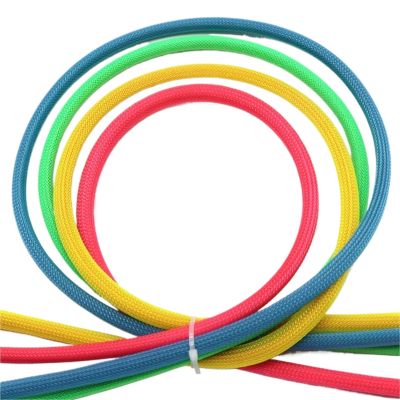 1Pc 1/5/10M PET Braided Wire Sleeve 2~40mm Tight High Density Insulated Cable Protection Expandable UV(UV Green,14mm,1 Meter)