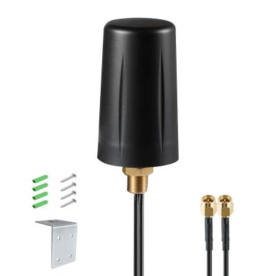 Omni Outdoor 4G/ 5G/ LTE WiFi Cellular Antenna, Low Profile 2x2 MIMO Antenna, Compatible with Router Gateway Modem Cellular Trail Camera, with 10 ft Cable SMA Male/Wall Mount Bracket