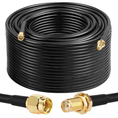 XRDS - RF RP-SMA Male to RP-SMA Female Coax Cable 200FT, RG58 WiFi Antenna Extension Coax Cable for WiFi LAN Router Wireless Network Card Adapter