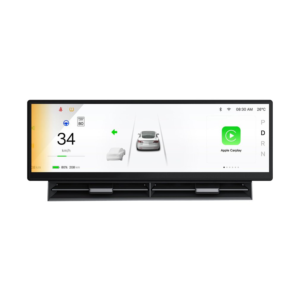 10.88 Inch Head Up Display Compatible with Tesla Model 3 Highland 2024 /Model Y Juniper 2025, Smart Dashboard Touch Screen Instrument Cluster Display with Wireless CarPlay/Android Auto/Camera/Air Vent