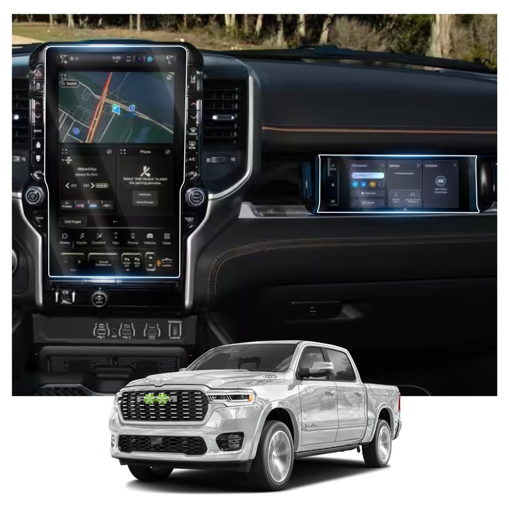 Screen Protector for Dodge Ram 2026 Accessories Anti-scratch Nano Films Compatible with 2025 2026 Dodge Ram 1500/2500/3500 14.5" & 10.25" Front Passenger Touchscreen Dodge Ram Accessories 2026(4PCS)