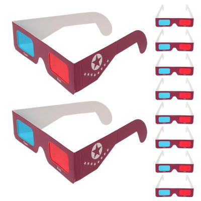 SEWACC 10PCS Red Cyan 3D Glasses - Disposable Cardboard Eyewear - Red Blue Lens Design for Movies TV 3D Photos Classroom Science Projects