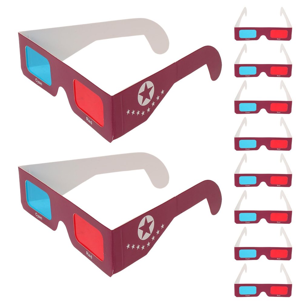 SEWACC 10PCS Red Cyan 3D Glasses - Disposable Cardboard Eyewear - Red Blue Lens Design for Movies TV 3D Photos Classroom Science Projects