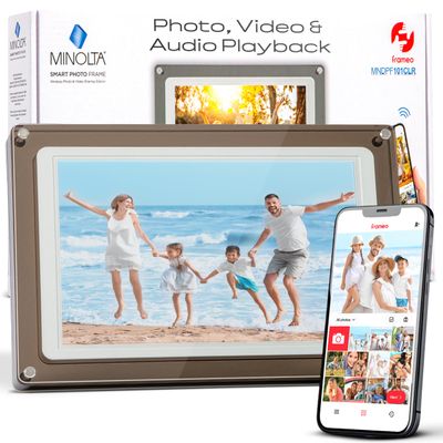 Minolta MNDPF101CLR 10.1in Smart Photo Frame, IPS Touch Display w/Frameo