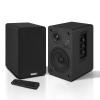 WMQ 60W Powered Bookshelf Speakers, 4" Carbon Fiber Woofer & 1" Tweeter, USB-C/RCA/AUX Input, Small Display Screen, 4 Ohm Impedance, for Turntable, TV, PC, Desktop, Smartphone (Black) view 1
