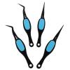 Stainless Steel Reverse Tweezers 4pcs Black for Nail Art Positioning view 1
