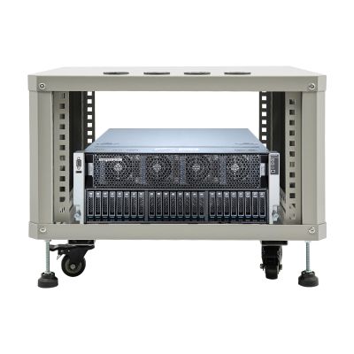 6U Rolling Studio Rack Cabinet with Side Panels Top Base Casters for DJ Audio Equipment Amplifier Server Rack Mount Gray