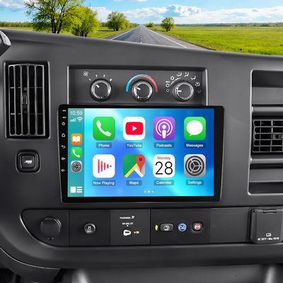 10" Car Stereo Radio for Chevy Express 1500/2500/3500 2008-2011 Upgrade CarPlay Touch Screen Head Unit Car Stereo with Wireless Carplay Android Auto GPS Bluetooth WiFi FM RDS DSP SWC Backup Camera Mic