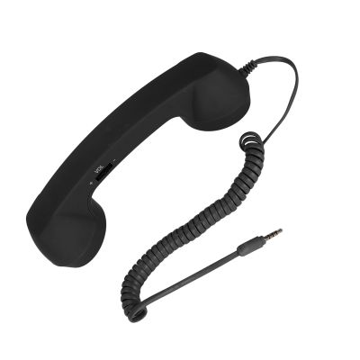Retro Telephone Handset, 150mm Round Vent Old Telephone Headse Receiver Mic Microphone Speaker for Home Bathroom Kitchen Office (Black)