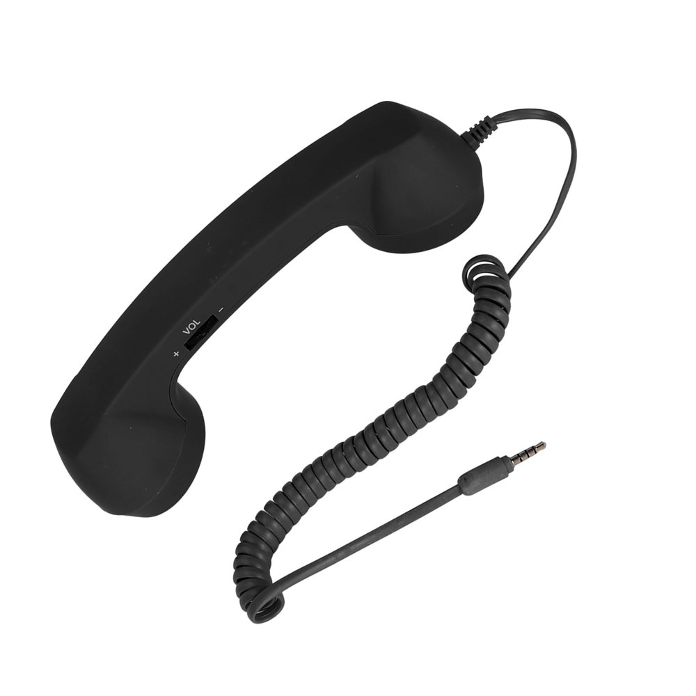 Retro Telephone Handset, 150mm Round Vent Old Telephone Headse Receiver Mic Microphone Speaker for Home Bathroom Kitchen Office (Black)
