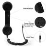 Retro Telephone Handset, 150mm Round Vent Old Telephone Headse Receiver Mic Microphone Speaker for Home Bathroom Kitchen Office (Black) view 2