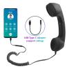 Retro Telephone Handset, 150mm Round Vent Old Telephone Headse Receiver Mic Microphone Speaker for Home Bathroom Kitchen Office (Black) view 3