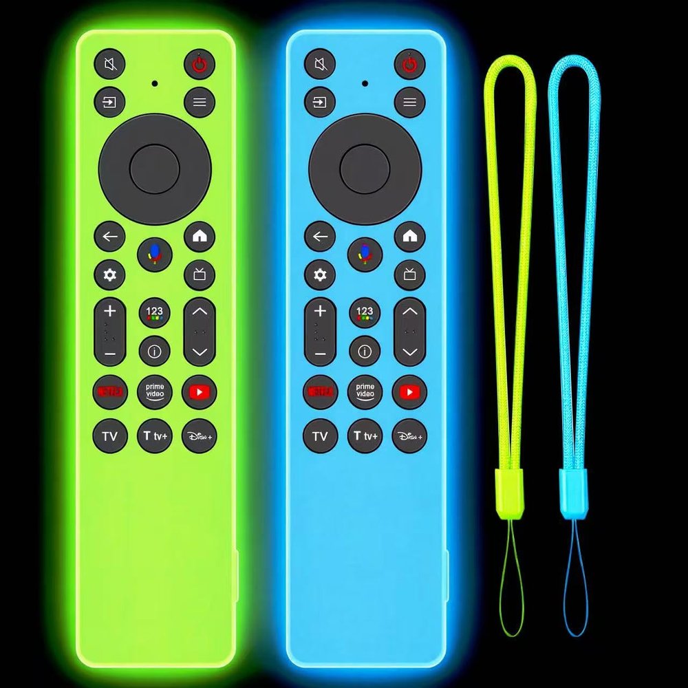 2PACK Climberer Cover for TCL RC923A FMB1 / RC813A FMB1 2025 QM6K QM7K TV Remote, Silicone Case Glow in Dark - Blue+Green
