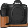 Leather Camera Case for Canon EOS R6, Bottom Opening Half Body Cover with Neck Strap Storage Box, PU Protective Bag Compatible with R5, R6 II (Brown) view 1