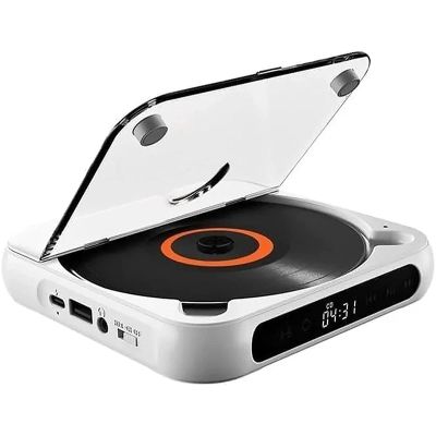 Portable CD Player for Car with Bluetooth 5.3, Rechargeable Mini CD Player with HiFi Speakers, USB/AUX Support, Compact Lightweight Personal for Home Travel Office(White)