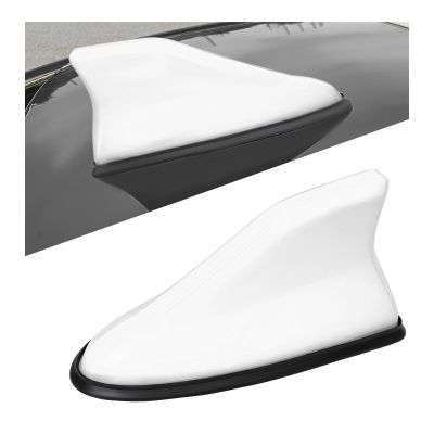 Sbulhia Shark Fin Antenna Cover for Car, Auto AM/FM Radio Signal Base Top Roof Aerial Cover with Adhesive Tape, Fashionable Shark Antenna Base Universal Replacement for Sedan SUV Van (White)