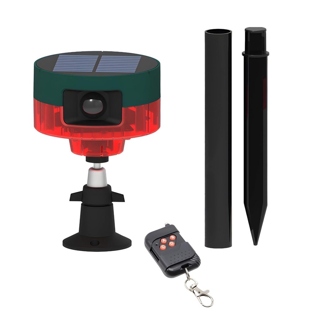 Tressify Solar-Powered Motion Detector Alarm With Loud Siren, Infrared Sensor, Custom Audio, Remote Control