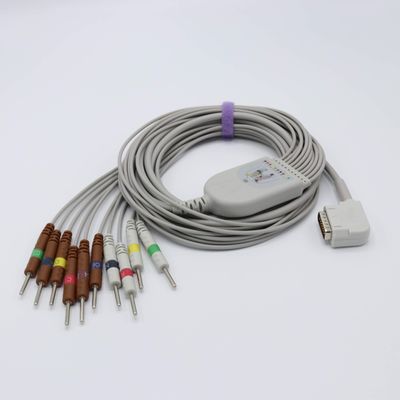 Data Source Lead Cable for Kenz 108, 109, 110, 1210, 1211, 601, Cardico 302, 10leads Cable AHA Banana4.0 15pin