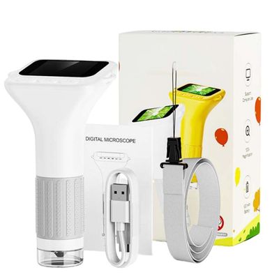 2026 New Pocket Handheld Microscope, 1000X Digital Handheld Microscope 1080P Handheld Digital Microscopes, Mini Portable Pocket Miniscopes Science for Christmas Birthday Gift (White)