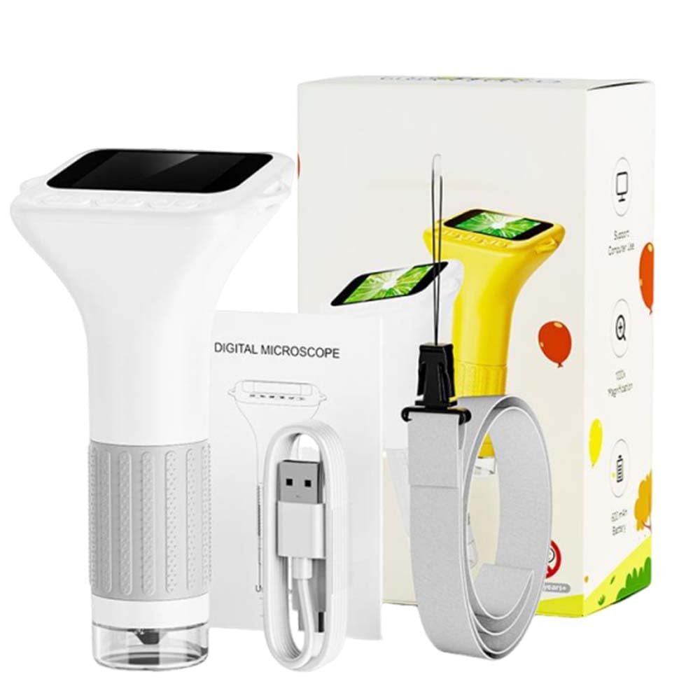 2026 New Pocket Handheld Microscope, 1000X Digital Handheld Microscope 1080P Handheld Digital Microscopes, Mini Portable Pocket Miniscopes Science for Christmas Birthday Gift (White)