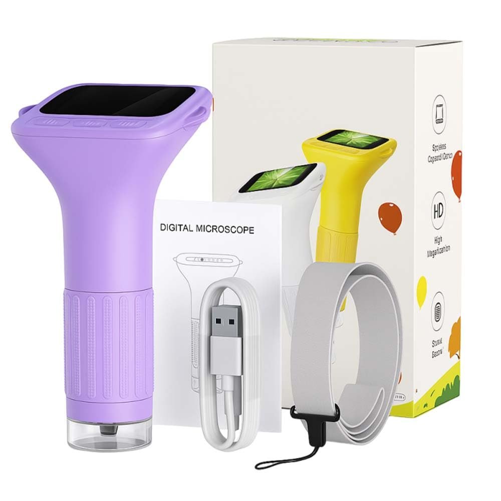 2026 New Pocket Handheld Microscope, 1000X Digital Handheld Microscope 1080P Handheld Digital Microscopes, Mini Portable Pocket Miniscopes Science for Christmas Birthday Gift (Purple)