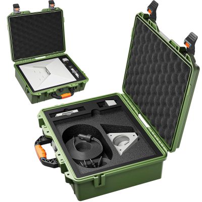 JUSTHERE Starlink Mini Case, Hard Waterproof Travel Case for Mini Starlink with Molded Foam for Accessories, Lockable Storage Bag Green for Accessories Carrying