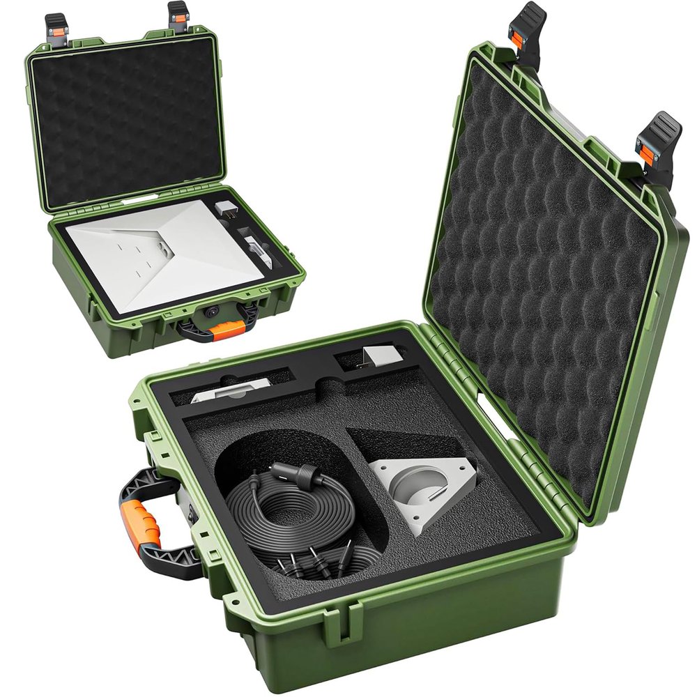 JUSTHERE Starlink Mini Case, Hard Waterproof Travel Case for Mini Starlink with Molded Foam for Accessories, Lockable Storage Bag Green for Accessories Carrying