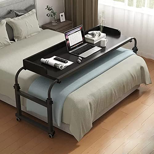 Adjustable Over Bed Desk - Extendable Rolling Laptop Table, Height & Length Adjustable Mobile Workstation for Home Office, Bedside Study Table, Space-Saving Design
