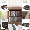 Beveetio Clear Front CD Storage Box 4 Pack, Dustproof Zippered CD Case Holder with Top & Side Handles, Stores 140+ Discs Total, See All Disc Titles at a Glance, 15.75 x 6.1 x 5.3in, Black view 4