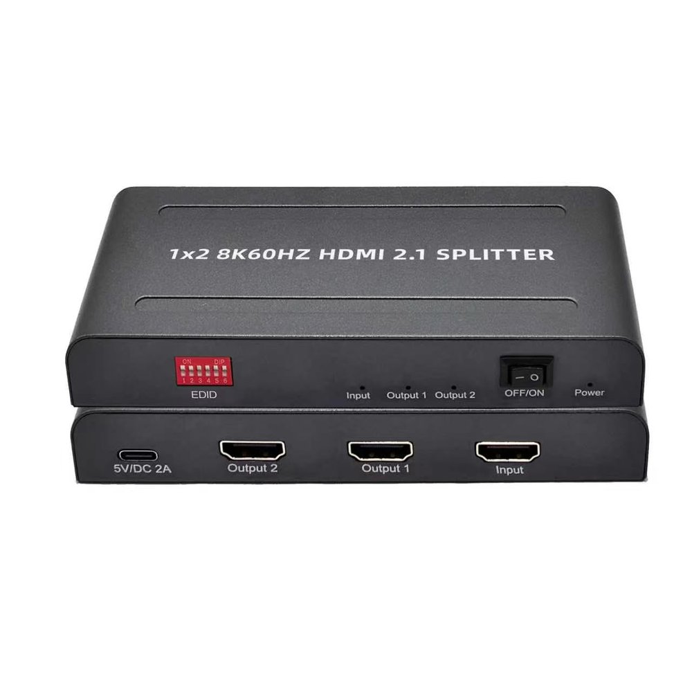 8K HDMI Splitter 1 in 4 Out with EDID, 48Gbps, 3D Stereo, 12-bit Deep Color, Plug & Play, for Windows, Mac, Linux, Projectors, Laptops, Desktops (SP102SKE)