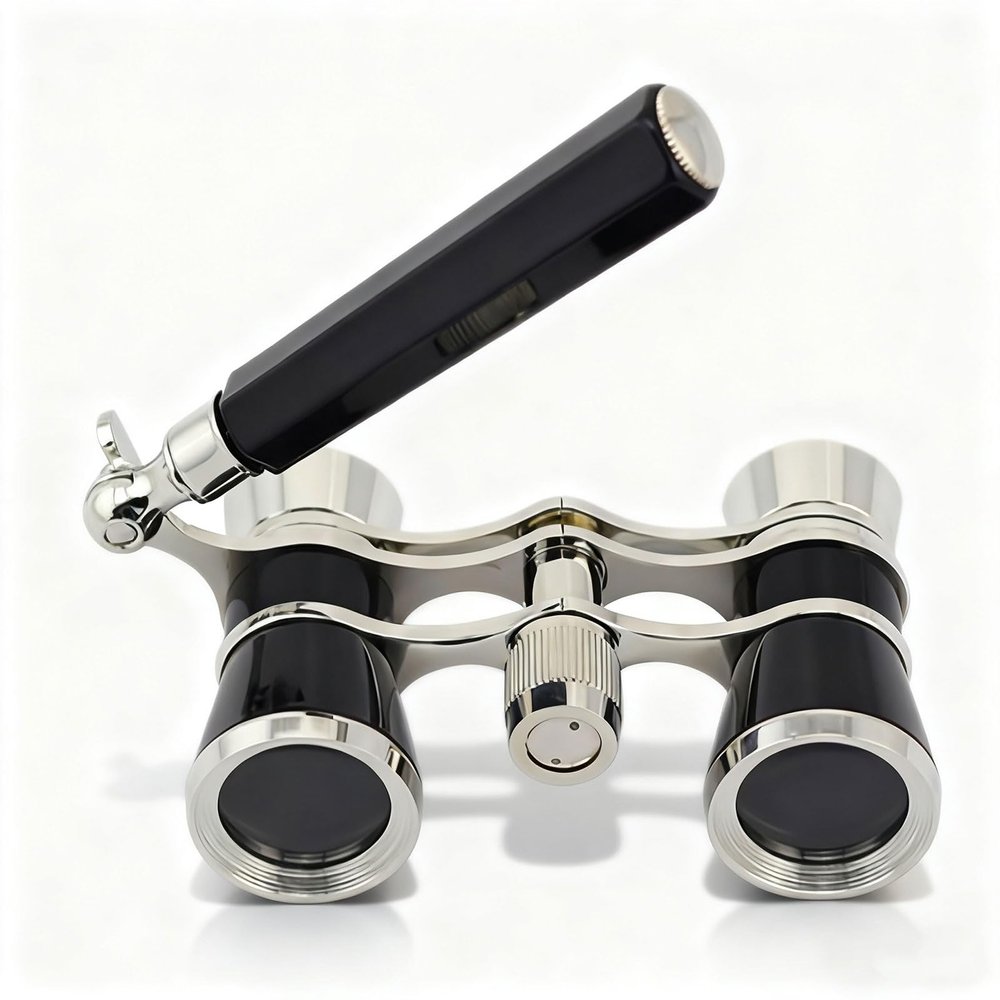 3x25 Opera Glasses with Handle & Chain, Compact Theater Binoculars for Adults & Kids, Easy Mini Binoculars for Concerts, Opera, Cinema, Sports and Travel(Black2)