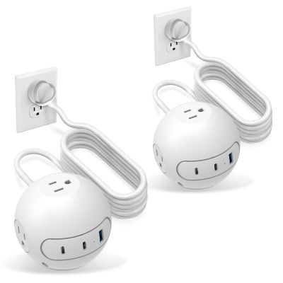 20W USB C Surge Protector Power Strip 15 ft Cord,3 Widely Outlets and 3 USB Ports(2 USB C Port),15 ft Extension Cord,Power Delivery Charging for Dorm Rooms,Home Office,White(2 Pack)