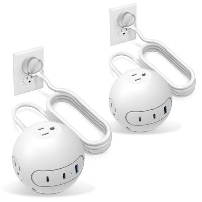 20W USB C Surge Protector Power Strip 10 ft Cord,Long Power Strip with 3 Widely Outlets and 3 USB Ports(2 USB C Port),Power Delivery Charging for Dorm Rooms,Home Office,White(2 Pack)