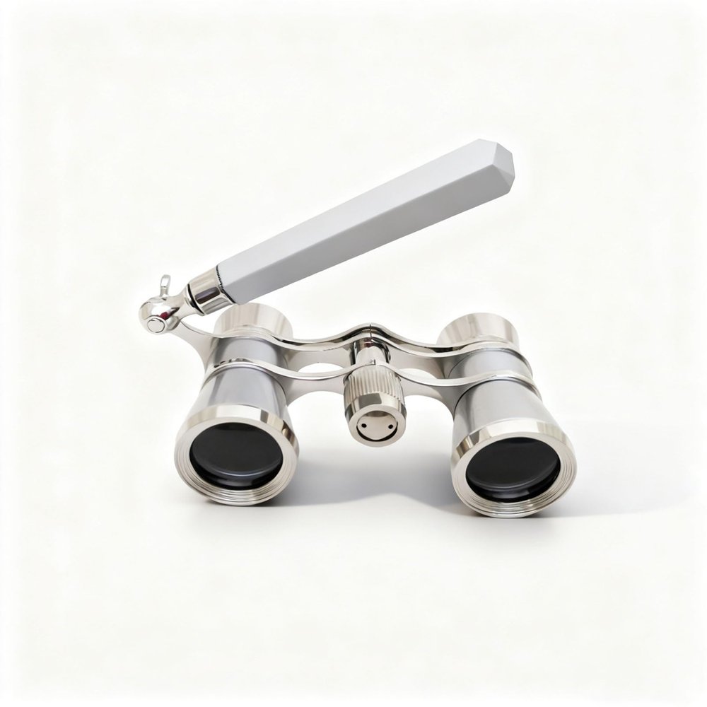 3x25 Opera Glasses with Handle & Chain, Compact Theater Binoculars for Adults & Kids, Easy Mini Binoculars for Concerts, Opera, Cinema, Sports and Travel(Silver-gray2)