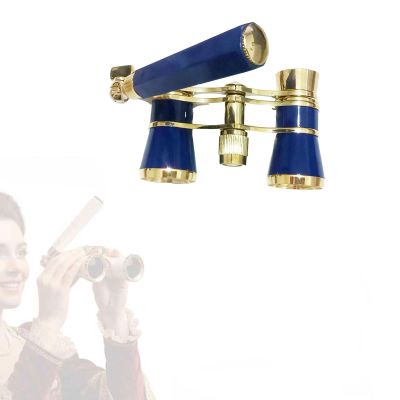 3x25 Opera Glasses with Handle & Chain | Vintage Theater & Horse Racing Binoculars | Compact & Lightweight for Opera, Concerts, Cosplay, Theme Parties | Collector's Decorative Piece(Azure2)