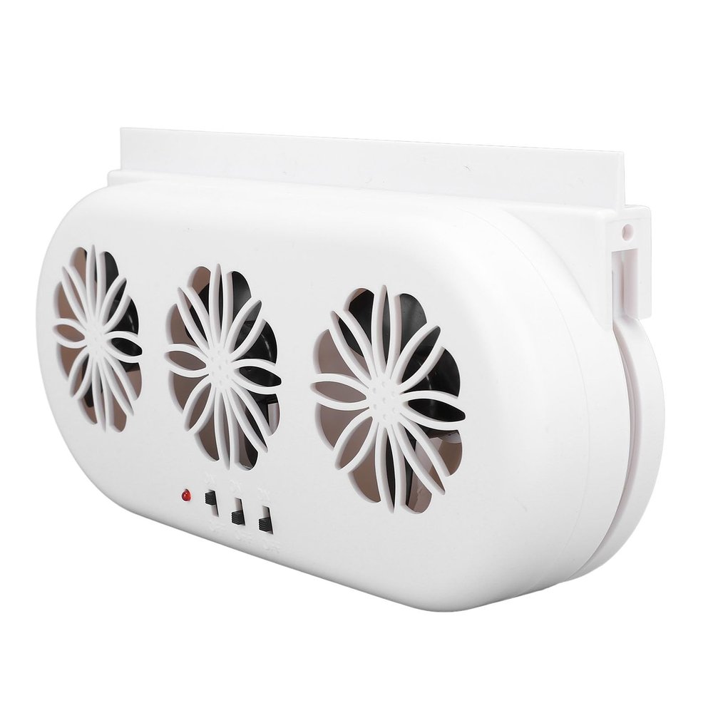 Ailgely Solar Car Exhaust Fan, USB Interface, Strong Wind Power, Multipurpose Design, Silent Technology, Eliminate Odors, for Car, Offices, Home Rooms, Air Circulation (White)